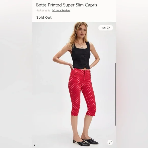 Free People Red and White Polka Dot Capris - Picture 1 of 8